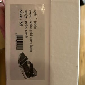 Pedro Garcia Jedda Sandals/ white gold cervo lame. EU size 38. Made in Spain.